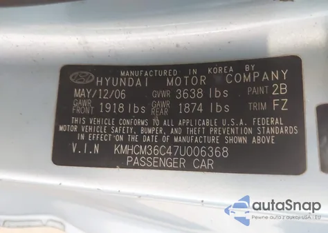 2007 Hyundai Accent Gs from USA, damaged, VIN KMHCM36C47U006368